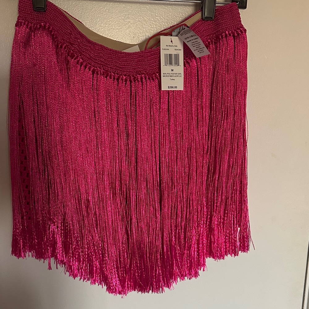 Vibrant Pink Fringe Mini Skirt